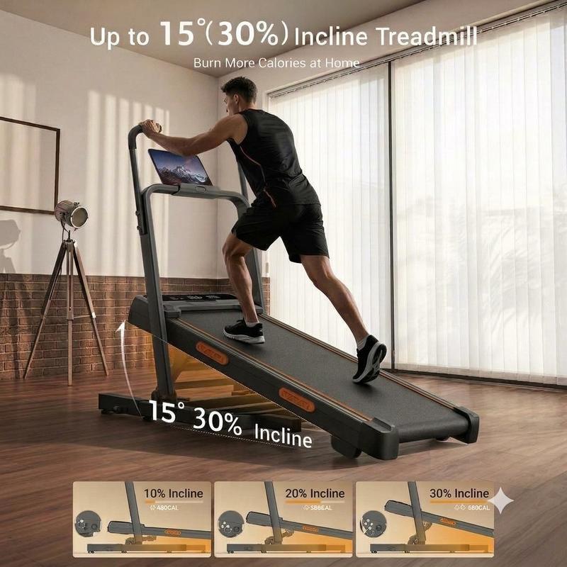 Walking Pad Treadmill, 30% Incline, Foldable, 3HP Motor